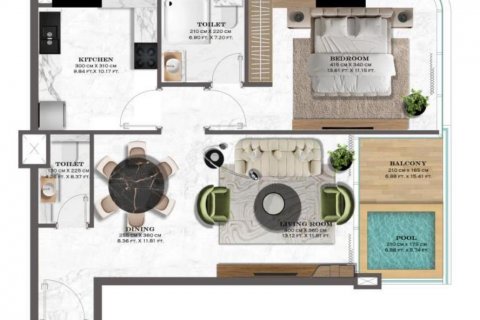 Apartmen di Majan, Dubai, UAE 1 bilik tidur, 75 meter persegi № 598605 - foto 13