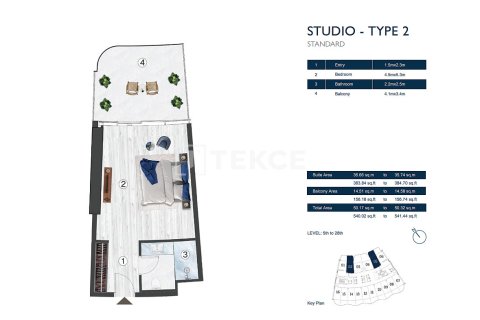 דירה למכירה ב Ras Al Khaimah, איחוד האמירויות  1 חדר שינה, 129 מ"ר, מספר 693314 - תמונה 12