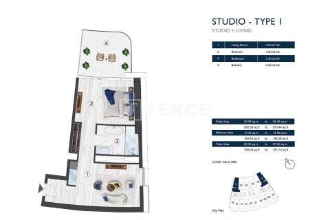 דירה למכירה ב Ras Al Khaimah, איחוד האמירויות  1 חדר, 47 מ"ר, מספר 693313 - תמונה 11