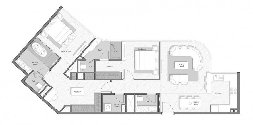 Apartamento en Al Marjan Island, Ras Al Khaimah, EAU 2 dormitorios, 170.57 m² № 570308