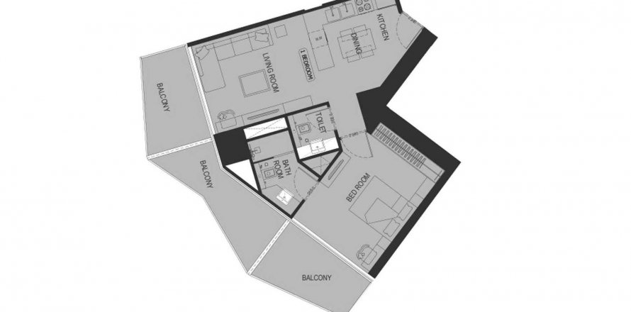 Byt v Binghatti Haven v Dubai Sports City, SAE 1 ložnice, 86.21 m² Č.: 576111