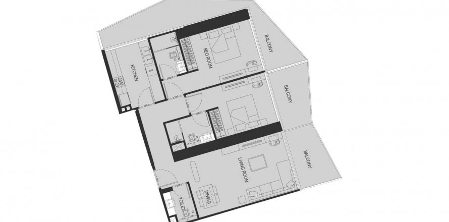 Byt v Binghatti Haven v Dubai Sports City, SAE 1 ložnice, 127.12 m² Č.: 576114