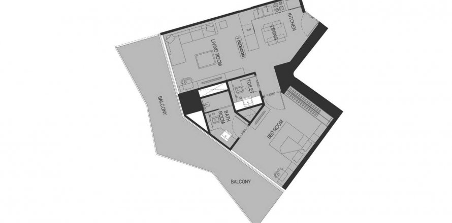 Byt v Binghatti Haven v Dubai Sports City, SAE 1 ložnice, 86.73 m² Č.: 576108