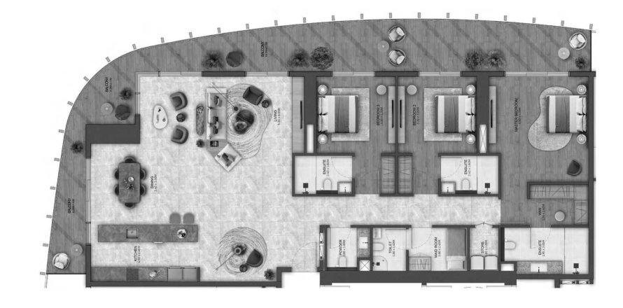 דירה ב Maritime City, Dubai, איחוד האמירויות 3 חדרי שינה, 211 מ"ר מספר 680473