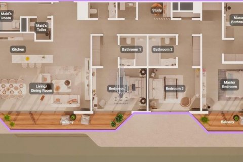 Byt na Saadiyat Island, Abu Dhabi, SAE 3 ložnice, 180.3 m² Č.: 544406 - fotografie 11