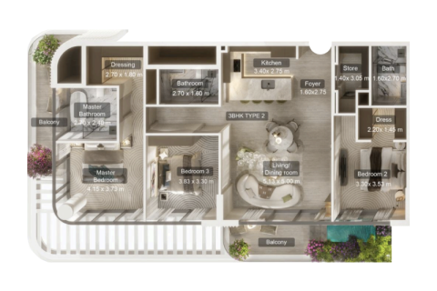 Dubai, संयुक्त अरब अमीरात में अपार्टमेंट, 1 बेडरूम, 71 वर्ग मीटर, संख्या 690075 - फ़ोटो 9