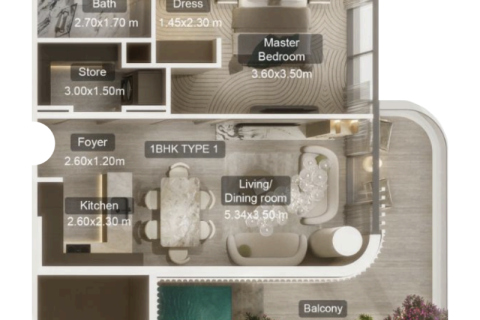 Dubai, संयुक्त अरब अमीरात में अपार्टमेंट, 1 बेडरूम, 71 वर्ग मीटर, संख्या 690075 - फ़ोटो 7