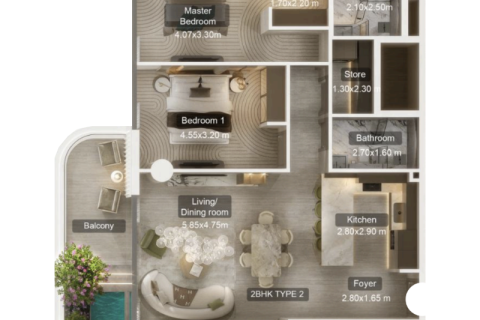 Dubai, संयुक्त अरब अमीरात में अपार्टमेंट, 1 बेडरूम, 71 वर्ग मीटर, संख्या 690075 - फ़ोटो 8