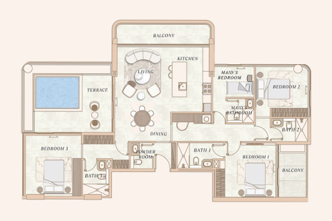 Apartament na sprzedaż w Al Furjan, Dubai, ZEA 1 sypialnia, 75 mkw., nr 690133 - zdjęcie 7