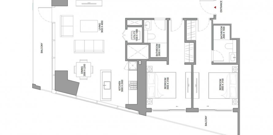 Apartament w Dubai, ZEA 2 sypialnie, 111.67 mkw. nr 613696