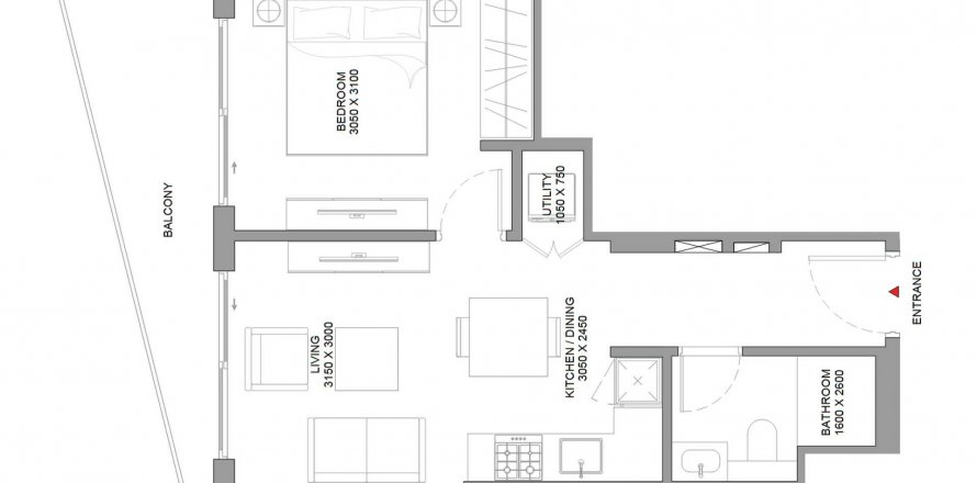 Appartement à Dubai, EAU: 1 chambre, 53.98 m2 № 613695