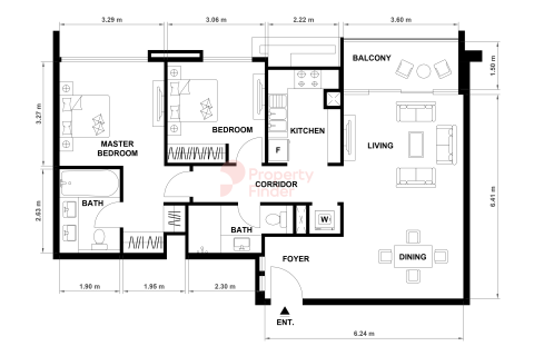 Apartament de vânzare în Dubai, EAU 2 dormitoare, 87 mp. №758452 - poză 11