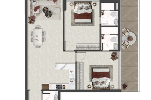 Пәтер Al Marjan Island, Рас-эль-Хайма, БАӘ-да 1 жатын бөлме, 91 м² № 704461 - фото 18