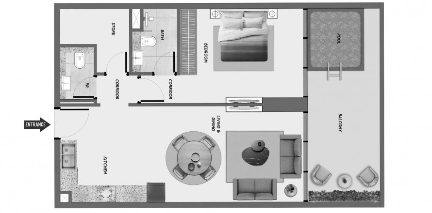 Квартира в Samana Resorts в Dubai Production City (IMPZ), Дубай, ОАЕ 1 спальня, 80.88м2 № 564689