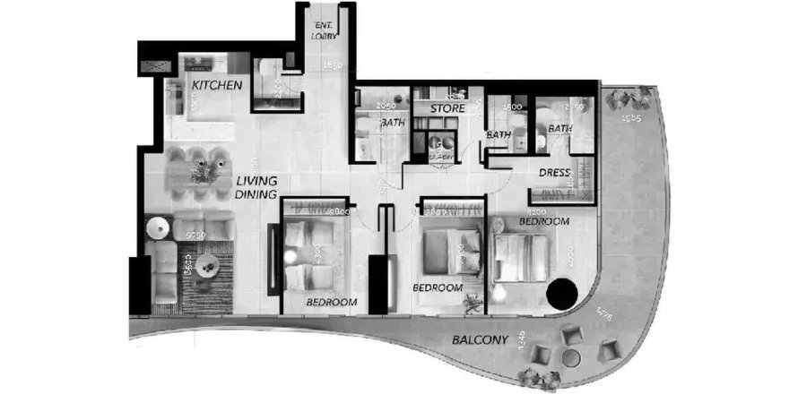 Apartman u Radiant Waves u Al Reem Island, Abu Dhabi, UAE 195.19 m2, 3 spavaćih soba Br. 695877