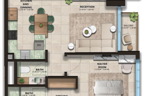 Byt v Dubai, SAE 1 ložnice, 62 m² Č.: 611548 - fotografie 10