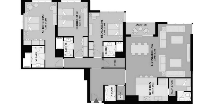 Apartament în Maritime City, Dubai, EAU 3 dormitoare, 190.54 mp. №646176