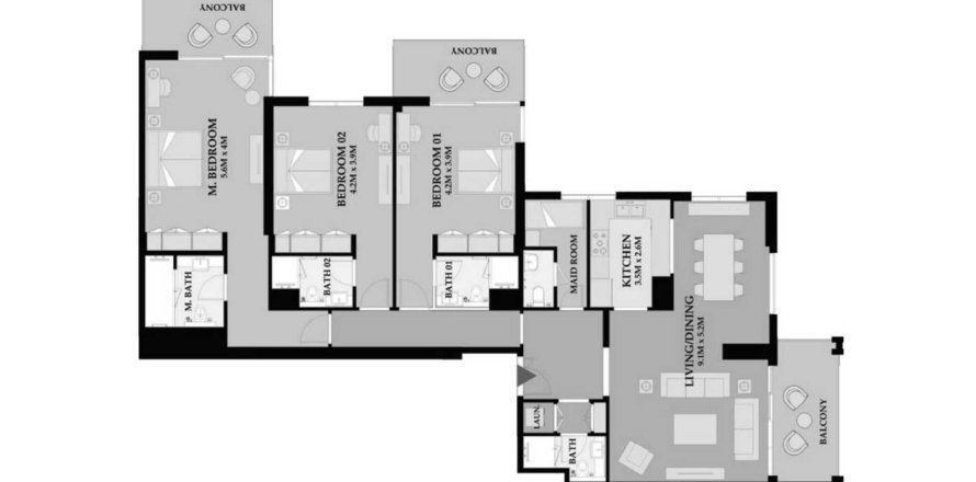 Apartament w Maritime City, Dubai, ZEA 3 sypialnie, 207.64 mkw. nr 646174