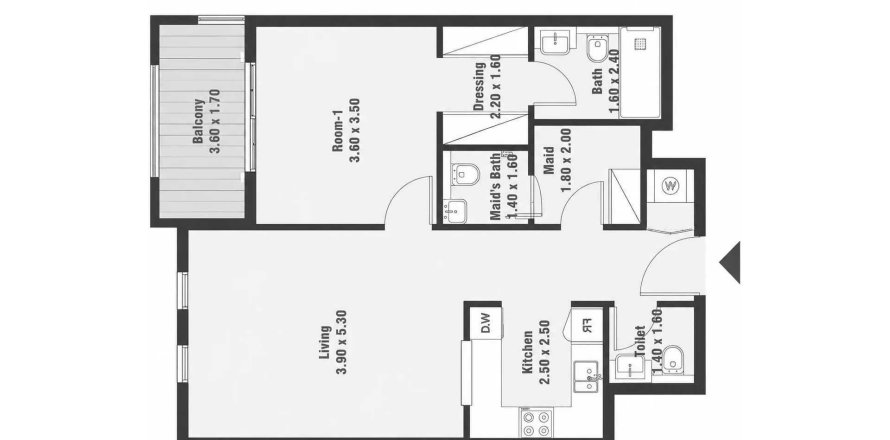 Apartament w Masdar City, Abu Dhabi, ZEA 1 sypialnia, 78.97 mkw. nr 740241