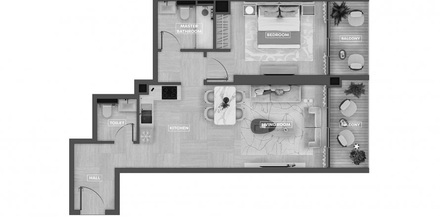 Byt v SkyHills Astra v Al Barsha, Dubai, SAE 3 ložnice, 78.1 m² Č.: 574714