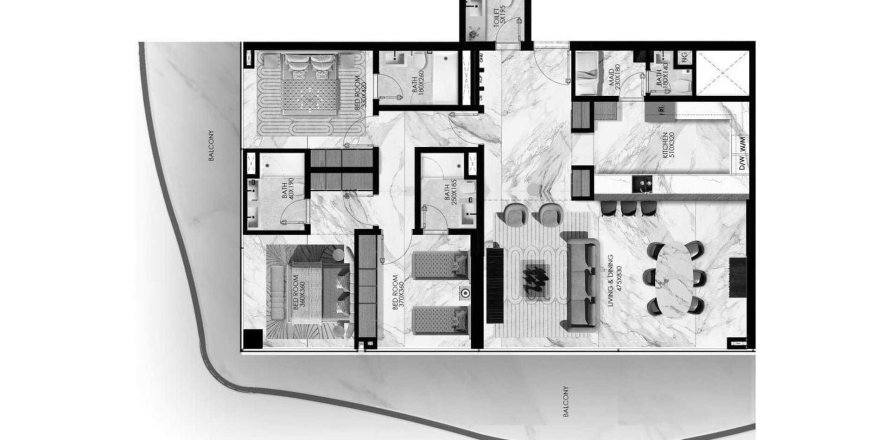 Apartament në Elie Saab Waterfront në Al Reem Island, Abu Dhabi, Emiratet e Bashkuara Arabe 3 dhoma gjumi, 195.9 m2. № 760466