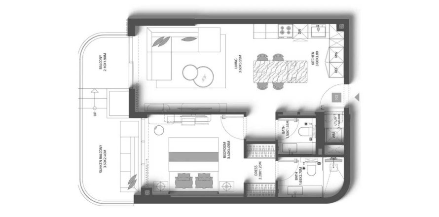 Appartement in Dubai, VAE 1 slaapkamer, 78 vr.m. nr 695572