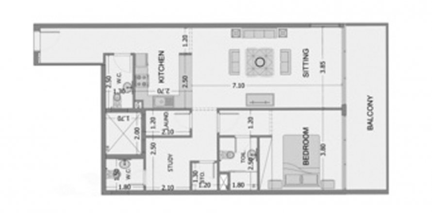 Byt v Mayas Sea View v Dubai, SAE 1 ložnice, 111.76 m² Č.: 536523