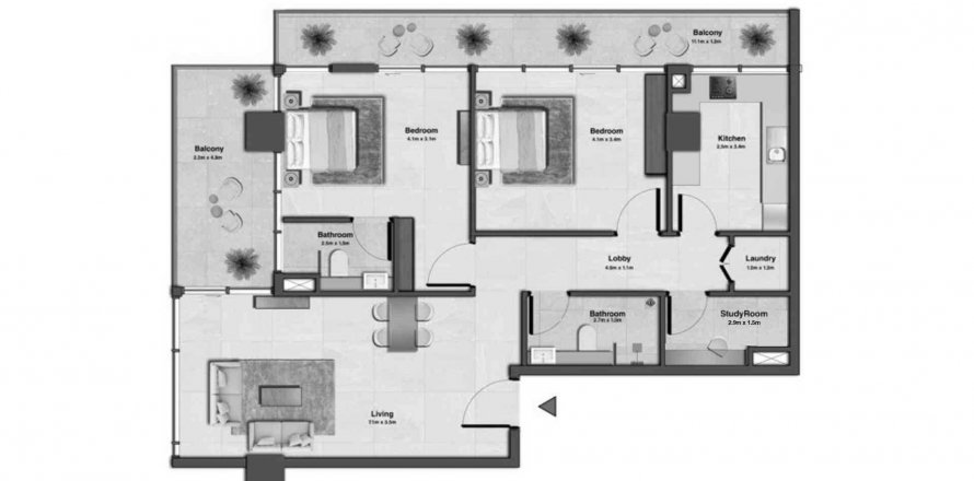 Apartment in Sky Hills Residences 3 in Jumeirah Village Circle, Dubai, UAE 2 bedrooms, 115.19 sq.m. № 564642