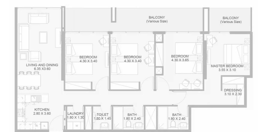Квартира в PLAZA 2 BY REPORTAGE в Masdar City, Абу-Даби, ОАЕ 5 кімнат, 154.4м2 № 760422