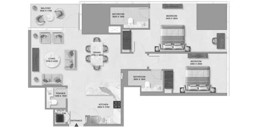 Διαμέρισμα σε Sobha Skyparks σε Business Bay, Dubai, ΗΑΕ 2 υπνοδωμάτια, 114.19 τ.μ. Αρ. 646641