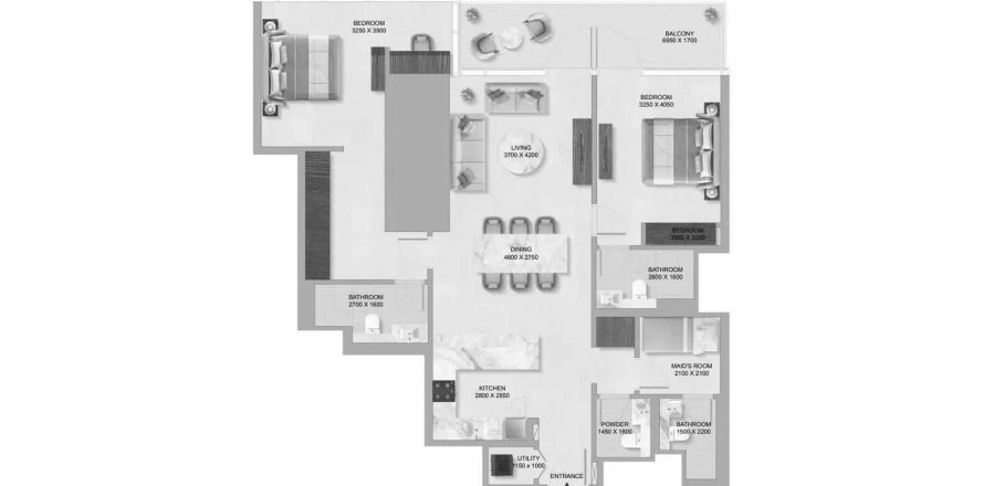 Apartemen di Sobha Skyparks di Business Bay, Dubai, UEA 2 kamar tidur, 136.07 m2 nomor 646644
