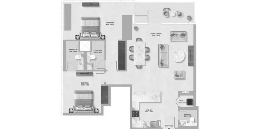 Διαμέρισμα σε Sobha Skyparks σε Business Bay, Dubai, ΗΑΕ 2 υπνοδωμάτια, 125.35 τ.μ. Αρ. 646646