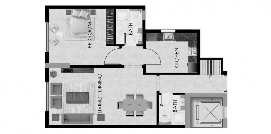 Byt v Dugasta Warsan v International City, Dubai, SAE 1 ložnice, 77.38 m² Č.: 564928