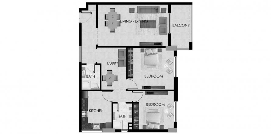 Byt v Dugasta Warsan v International City, Dubai, SAE 2 ložnice, 115.86 m² Č.: 564931