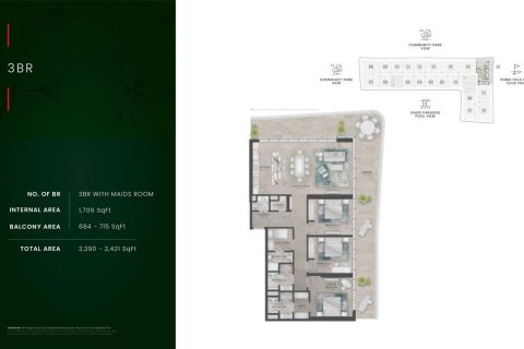Dubai Hills Estate, Dubai, संयुक्त अरब अमीरात में अपार्टमेंट, 1 बेडरूम, 96 वर्ग मीटर, संख्या 704572 - फ़ोटो 7