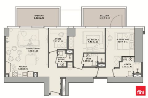 Downtown Dubai (Downtown Burj Dubai)、Dubai、UAEにあるマンション 2ベッドルーム、129.1 m2 No687362