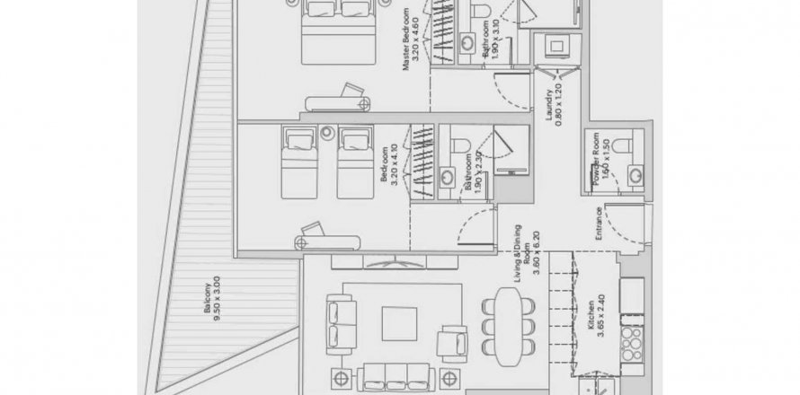 Apartment in ELEVE in Downtown Jebel Ali, Dubai, UAE 2 bedrooms, 112.6 sq.m. № 421072
