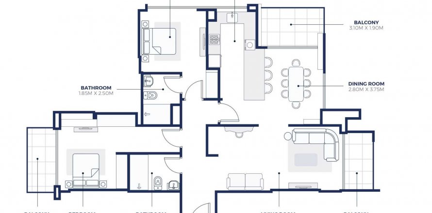 Al Jaddaf, Dubai, BAE’de daire AZIZI FAWAD 2 yatak odası, 118 m² No 199474