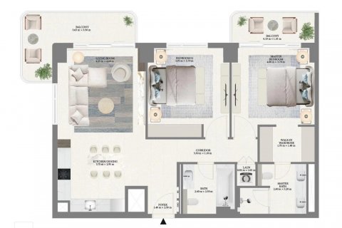 Byt v Dubai, SAE 2 ložnice, 112 m² Č.: 598929 - fotografie 9