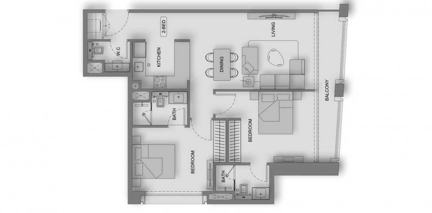 Apartment in Binghatti Moonlight in Al Jaddaf, Dubai, UAE 2 bedrooms, 86.79 sq.m. № 621255