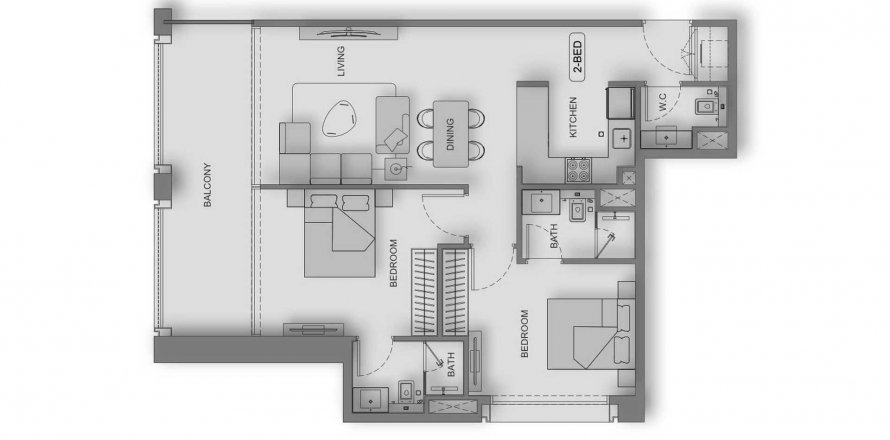 Apartment in Binghatti Moonlight in Al Jaddaf, Dubai, UAE 2 bedrooms, 94.63 sq.m. № 621256