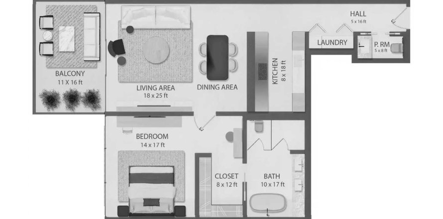 Apartment in Omoria Private Residences in Dubai, UAE 1 bedroom, 133.59 sq.m. № 712477