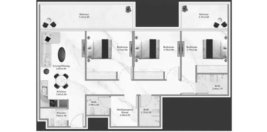 Пәтер Serenz, Джумейра Вилладж Серкл, Дубай, БАӘ-да 3 жатын бөлмелер, 121 м² № 694579