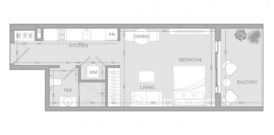 Korter asukohaga VERDAN1A RESIDENCE asukohaga Dubai Land, AÜE: 44.7 m² Nr 570437