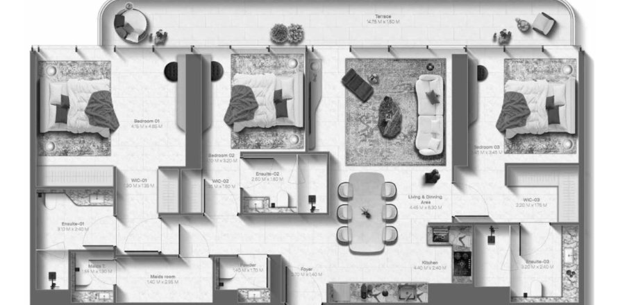 Leilighet i Al Marjan Island, Ras Al Khaimah, Emiratene 3 soverom, 154 kvm nr. 694807