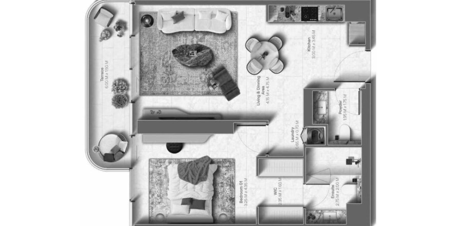 Leilighet i Al Marjan Island, Ras Al Khaimah, Emiratene 1 soverom, 74 kvm nr. 694804