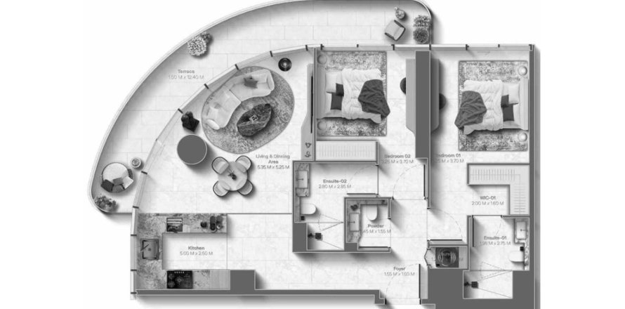 Leilighet i Al Marjan Island, Ras Al Khaimah, Emiratene 2 soverom, 111 kvm nr. 694805