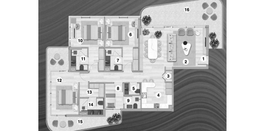 Apartament în Dubai, EAU 3 dormitoare, 187 mp. №697107