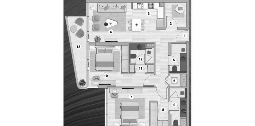 Apartman u Flora Bay u gradu Dubai, UAE 2 spavaće sobe, 107 m2 Br. 697106