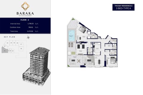 Takvåning till försäljning i Yas Island, Abu Dhabi, UAE 3 sovrum, 162 kvm Nr. 728521 - fotografi 12